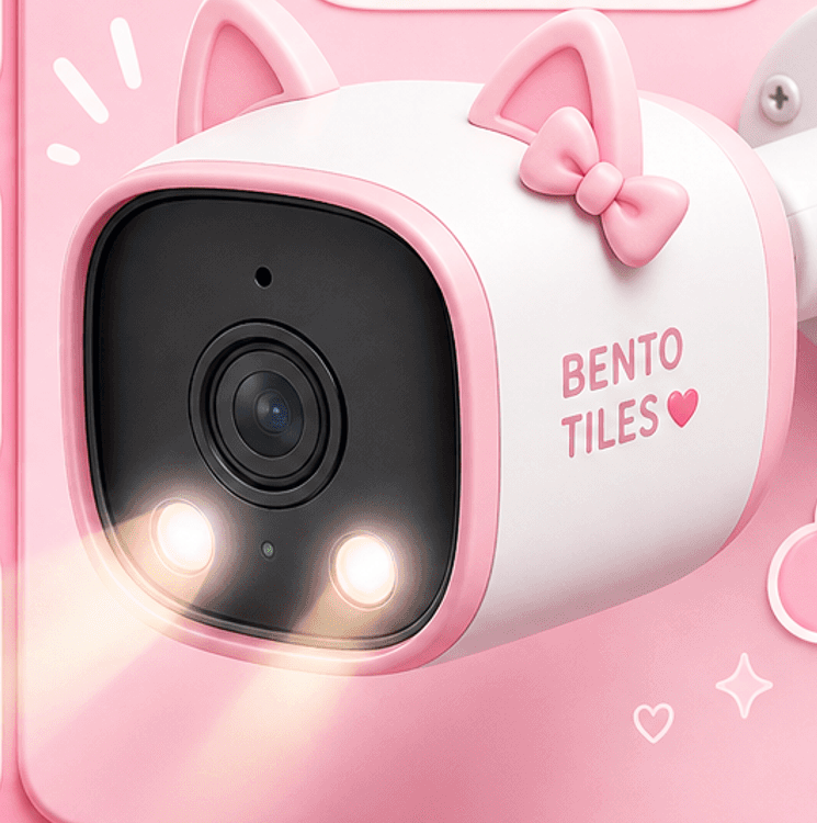 Camera An Ninh Bento Tiles — thiết kế tai mèo hồng xinh xắn