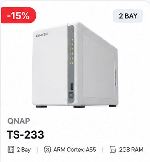 QNAP TS-233 – 2 Bay, ARM Cortex-A55, 2GB RAM, giảm 15%