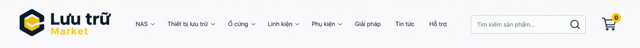 Lưu trữ Market – menu NAS, thiết bị lưu trữ, ổ cứng, linh kiện, phụ kiện, giải pháp, tin tức, hỗ trợ; ô tìm kiếm; giỏ hàng