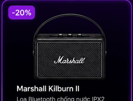 Marshall Kilburn II – loa Bluetooth chống nước IPX2, giảm 20%