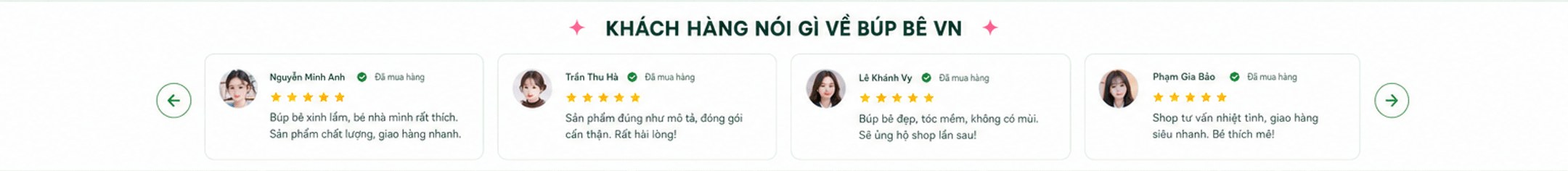 Khách hàng nói gì về Búp Bê VN – 4 đánh giá 5 sao