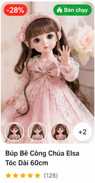 Búp Bê Công Chúa Elsa Tóc Dài 60cm