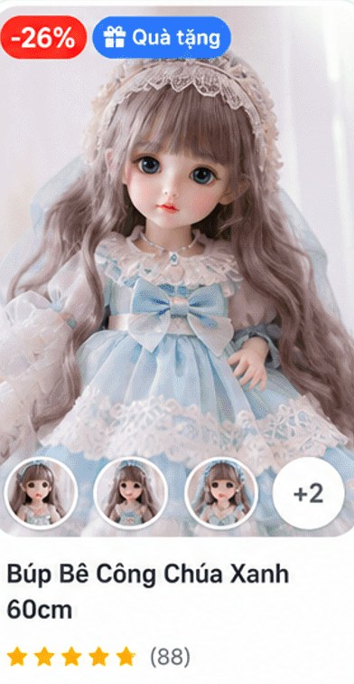 Búp Bê Công Chúa Xanh 60cm