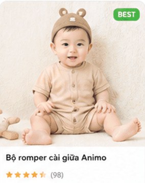 Bộ romper cài giữa Animo