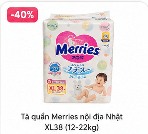 Tã quần Merries nội địa Nhật XL38 (12-22kg)