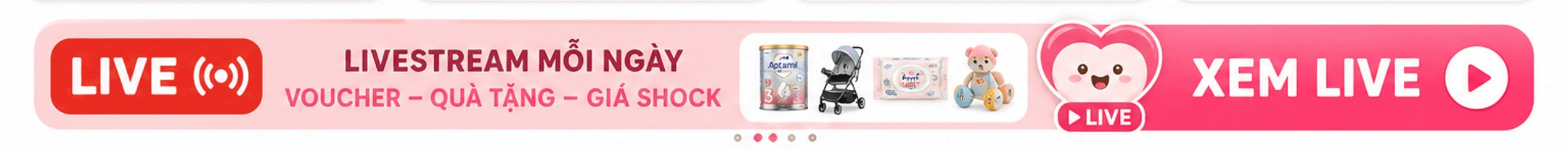 Livestream mỗi ngày – voucher, quà tặng, giá shock; nút Xem live