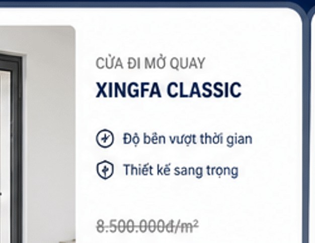 Cửa đi mở quay Xingfa Classic – -15%; độ bền vượt thời gian; thiết kế sang trọng