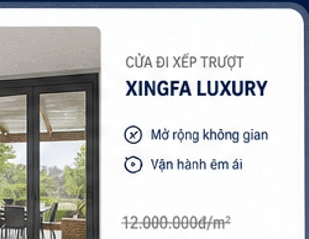 Cửa đi xếp trượt Xingfa Luxury – -22%; mở rộng không gian; vận hành êm ái