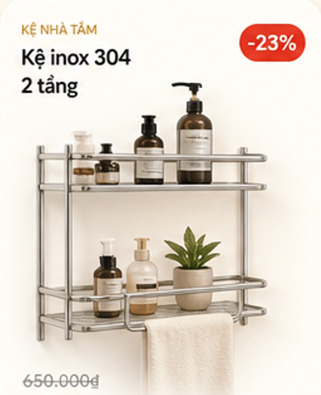 Kệ inox 304 2 tầng – giảm 23%