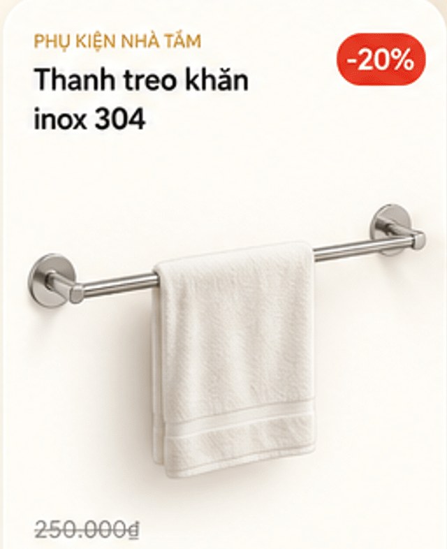Thanh treo khăn inox 304 – giảm 20%