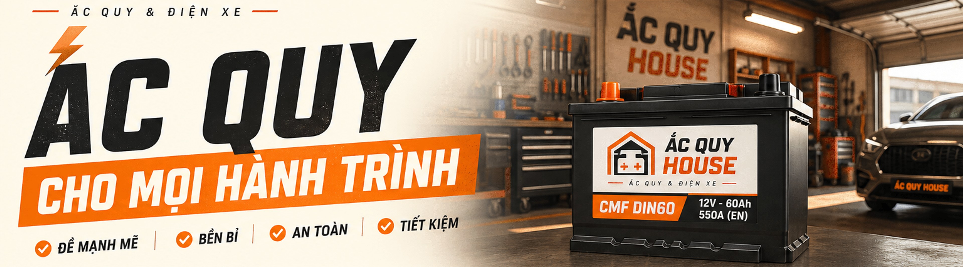 Ắc quy cho mọi hành trình – đề mạnh mẽ, bền bỉ, an toàn, tiết kiệm; ắc quy CMF DIN60 12V 60Ah 550A