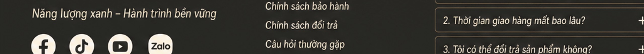 Chân trang – mạng xã hội và câu hỏi thường gặp