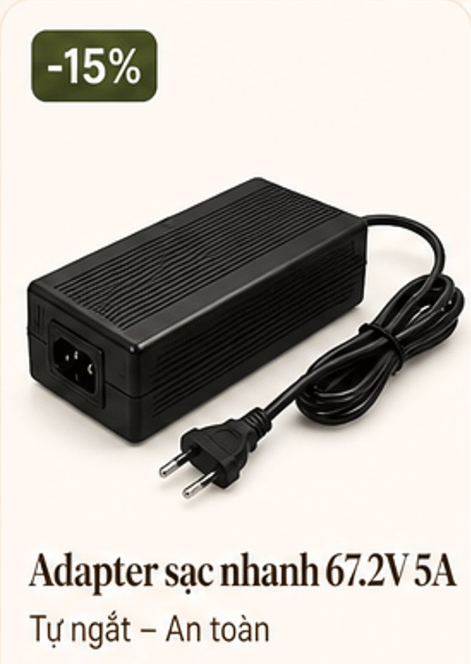 Adapter sạc nhanh 67.2V 5A – Tự ngắt – an toàn