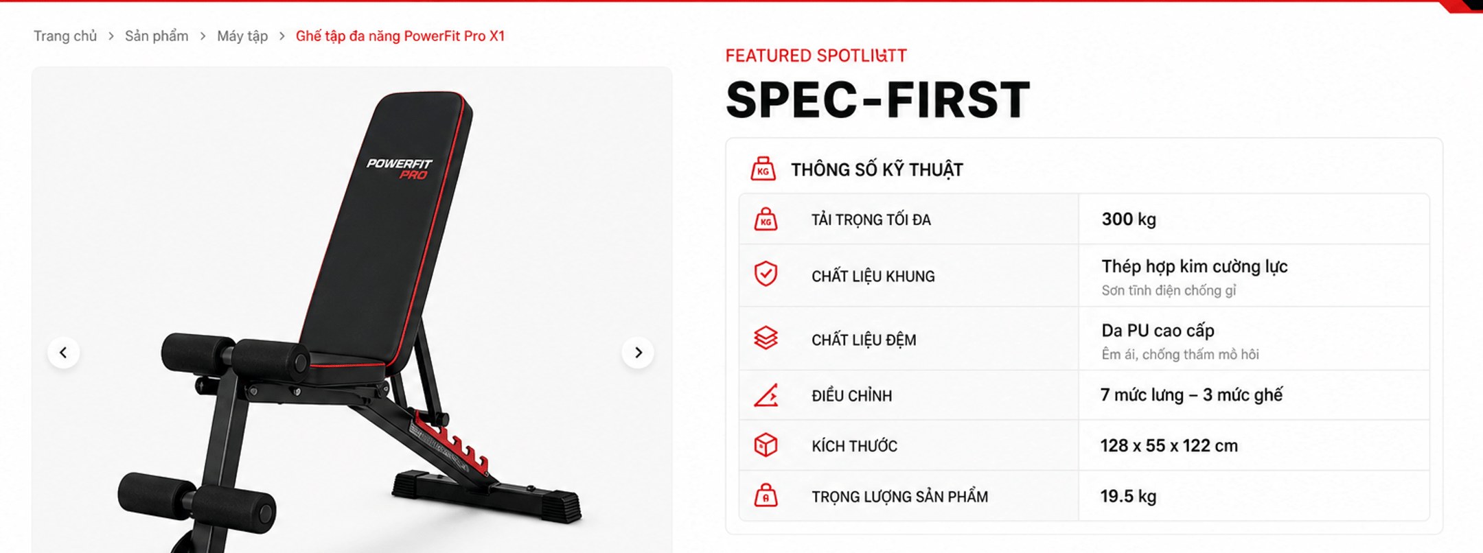 Ghế tập đa năng PowerFit Pro X1