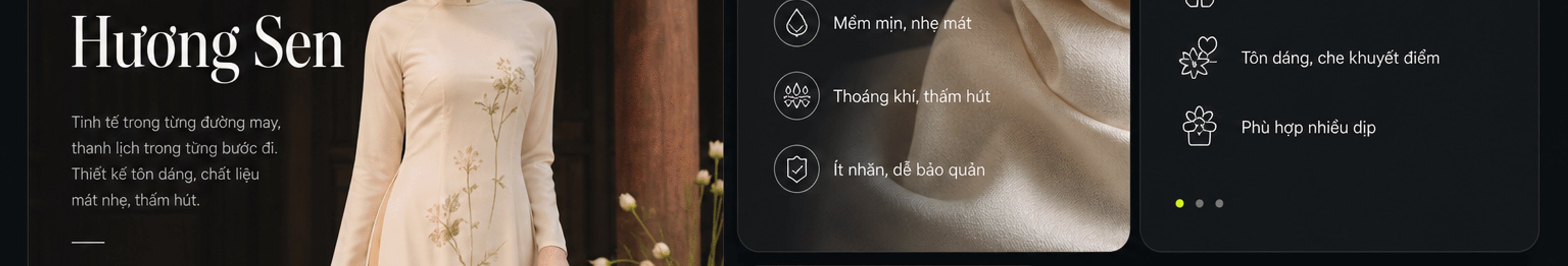 Chất liệu lụa mềm mịn, thoáng khí; đặc điểm tôn dáng