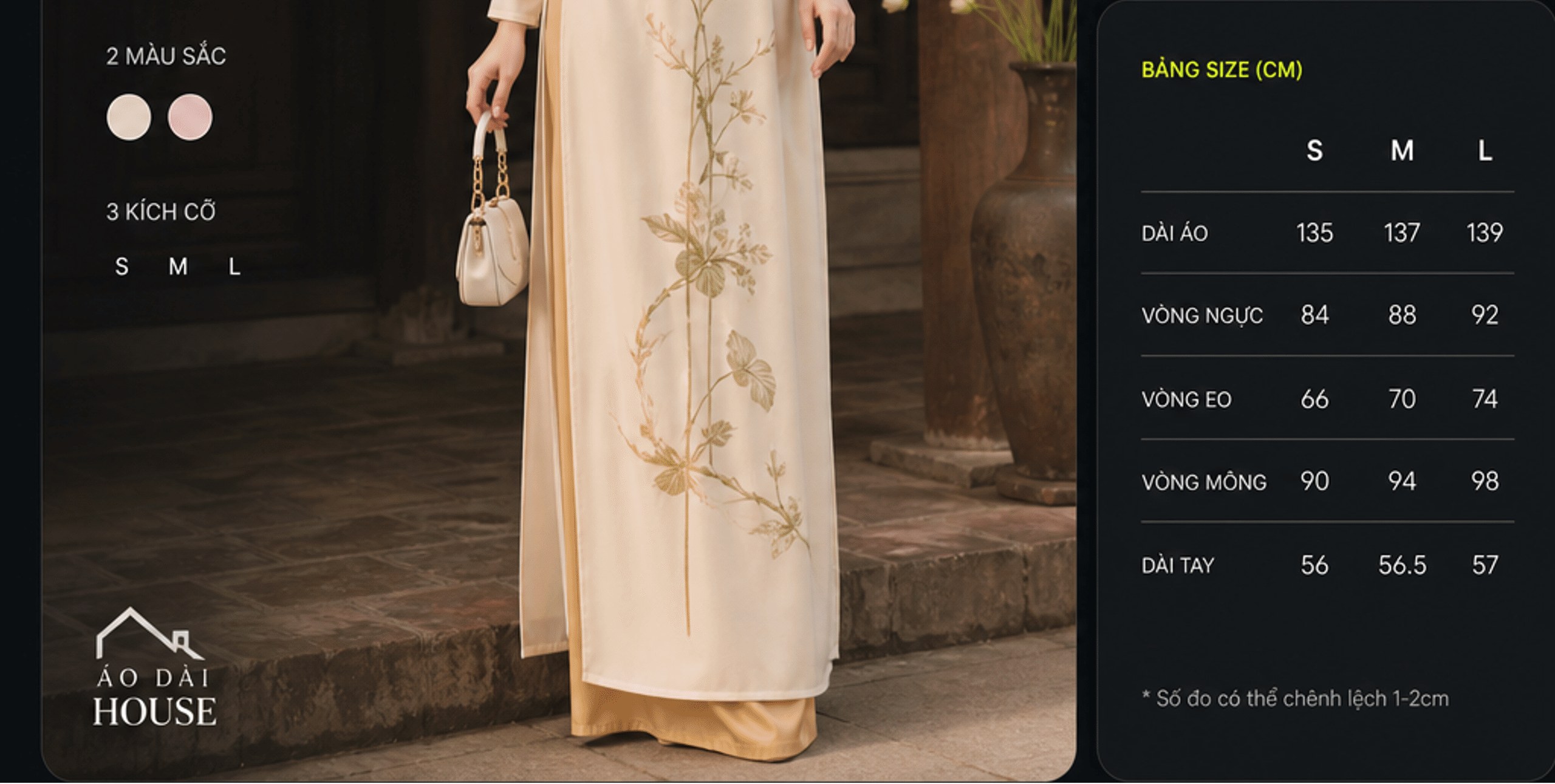 Áo dài Hương Sen cùng bảng size S M L