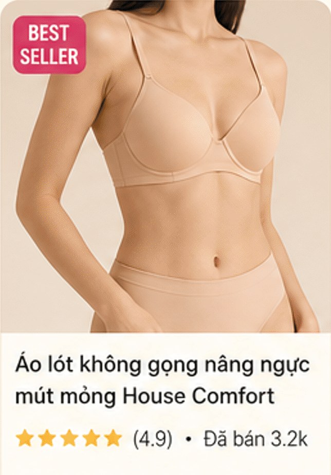 Áo lót không gọng nâng ngực mút mỏng House Comfort