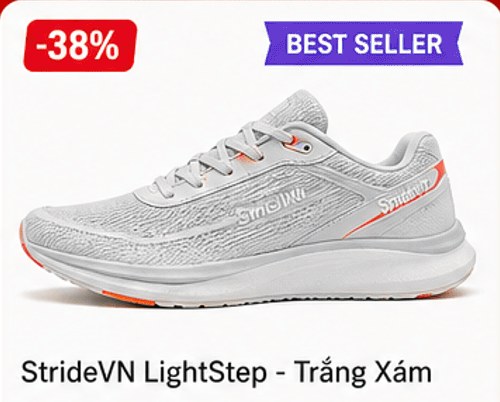 StrideVN LightStep - Trắng Xám