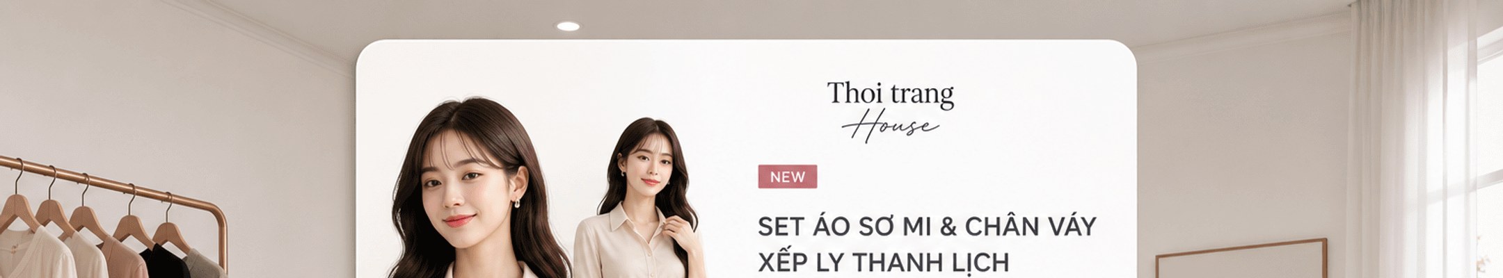 Set áo sơ mi & chân váy xếp ly thanh lịch