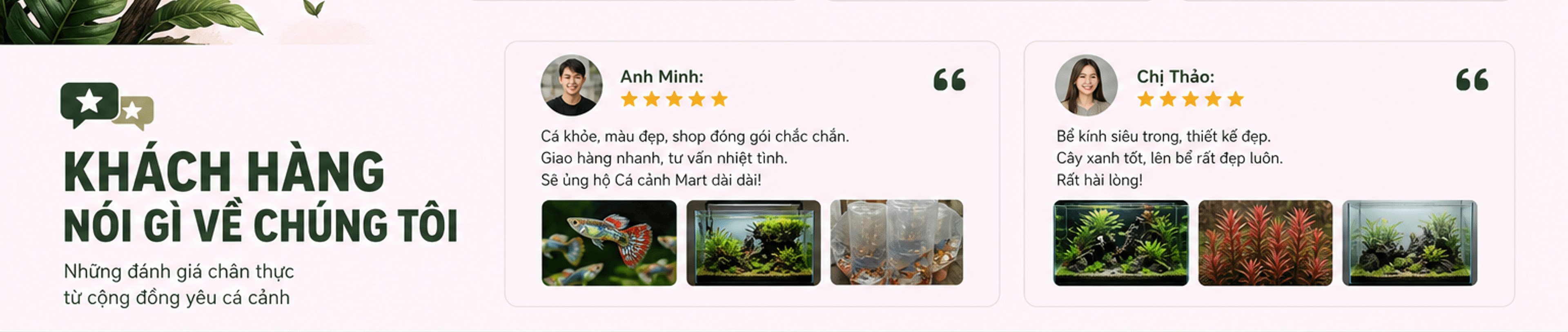 Khách hàng nói gì về chúng tôi – đánh giá của Anh Minh và Chị Thảo, 5 sao