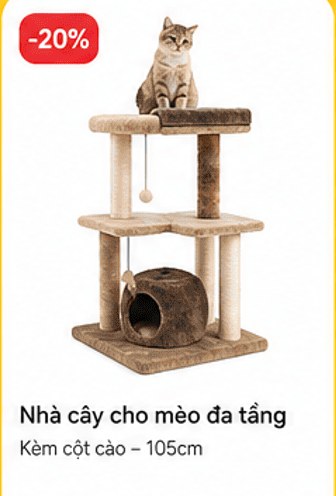 Nhà cây cho mèo đa tầng 105cm