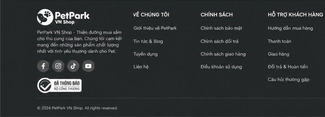 Chân trang PetPark VN Shop
