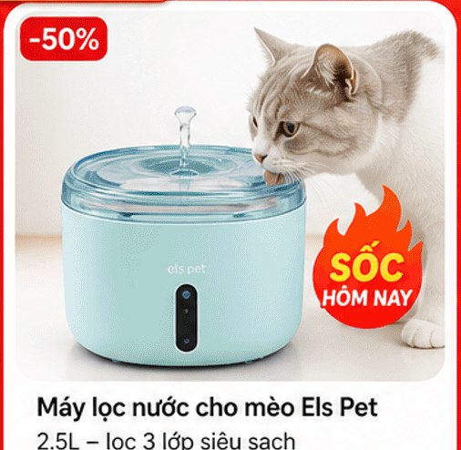 Máy lọc nước cho mèo Els Pet 2.5L