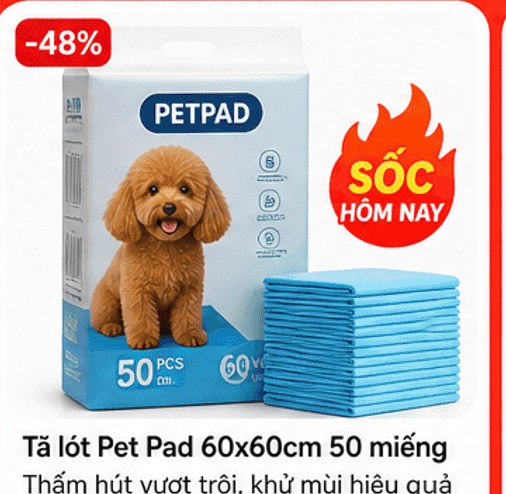 Tã lót Pet Pad 60x60cm 50 miếng