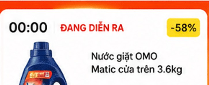 Nước giặt OMO Matic cửa trên 3.6kg – khung giờ 00:00 đang diễn ra, giảm -58%