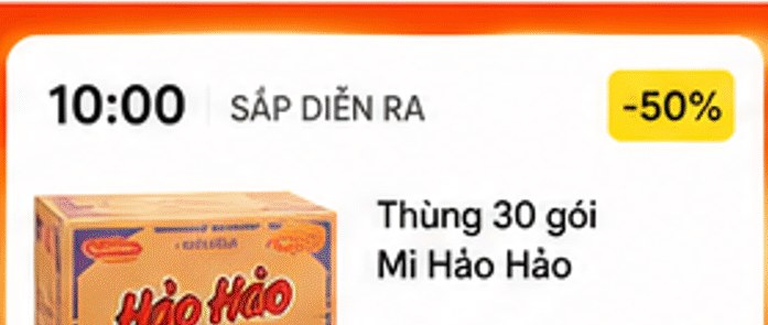 Thùng 30 gói Mì Hảo Hảo – khung giờ 10:00 sắp diễn ra, giảm -50%