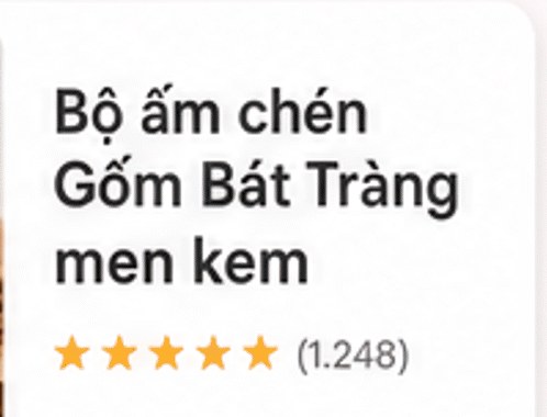 Top 1 – Bộ ấm chén Gốm Bát Tràng men kem, đánh giá 5 sao