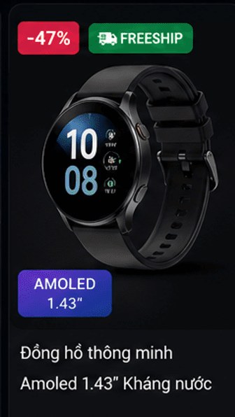 Đồng hồ thông minh Amoled 1.43" Kháng nước