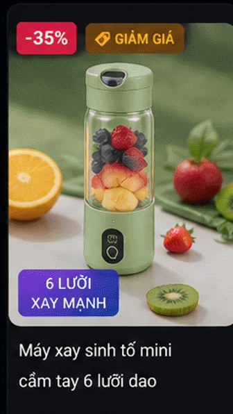 Máy xay sinh tố mini cầm tay 6 lưỡi dao