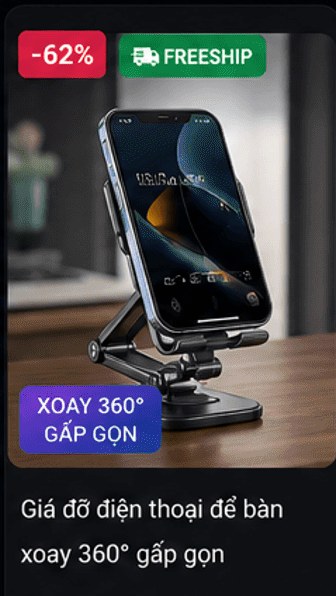 Giá đỡ điện thoại để bàn xoay 360° gấp gọn