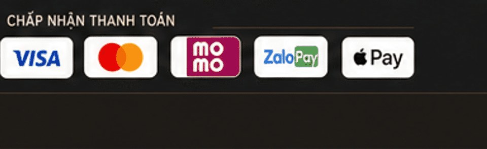 Chấp nhận thanh toán: Visa, Mastercard, MoMo, ZaloPay, Apple Pay