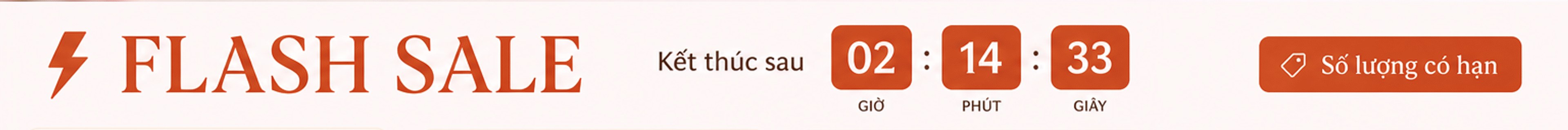 FLASH SALE – kết thúc sau 02 giờ 14 phút 33 giây; nhãn Số lượng có hạn